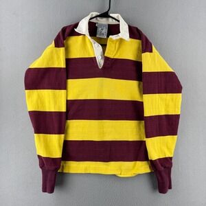 Lands End Rugby Shirt Mens Medium 80s 90s Cotton Striped Polo Made in USA